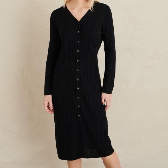 LAST CHANCE Alex Mill FINNEY linen Sweater Dress Black cardigan sz medium black - Picture 2 of 7